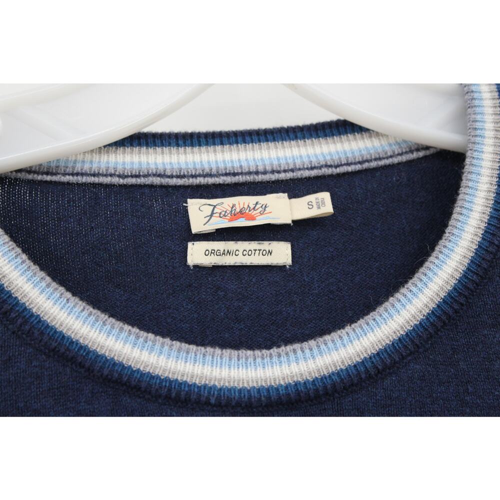 Faherty Surf Side Stripe Sweater Size S Preppy Cotton Cashmere In Mist Stripe - Picture 3 of 5